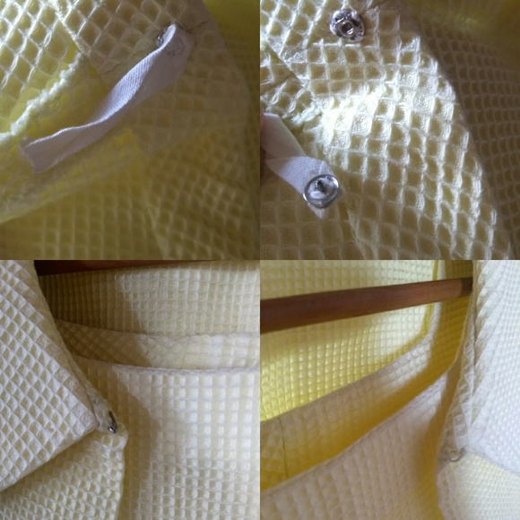 Vintage 1950s Yellow Waffle Dress Jacket Suit XS 2 - Picture 4 of 4